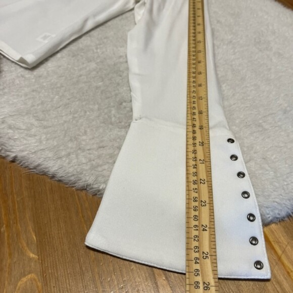 Lulus Womens White Tie Front Cropped Textured Top Studded Bell Sleeve Size Large - Picture 11 of 12